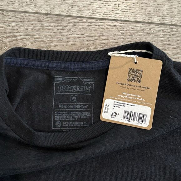 Patagonia Shirt Mens Medium Black Boardshort Logo Pocket NWT Outdoors Hiking - Picture 4 of 6